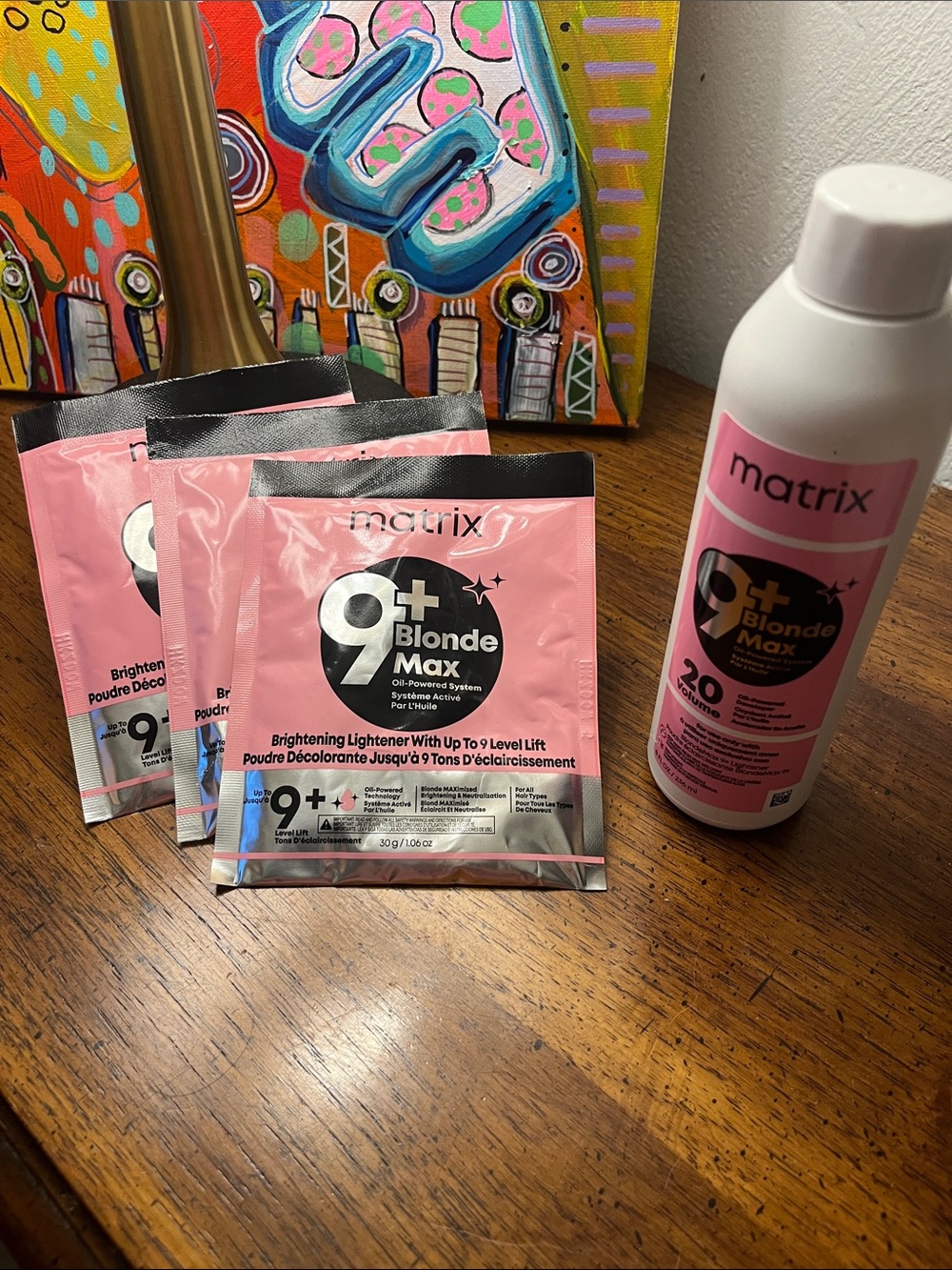 Matix 9+ Blonde Max Brightening Lightener Packets & Developer - Pink